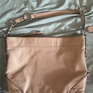 COACH Blush Leather Shoulder Bag with Silver Hardware